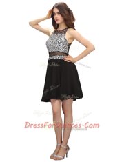 Fantastic Scoop Sleeveless Zipper Mini Length Beading Prom Evening Gown