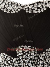 Black A-line Beading Evening Dress Zipper Tulle Sleeveless Mini Length