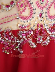 Glamorous Red Prom Party Dress Prom and Party and For with Beading High-neck Sleeveless Backless