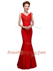 Fashionable Red Sleeveless Lace Lace Up Homecoming Dress for Prom and Party