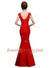 Fashionable Red Sleeveless Lace Lace Up Homecoming Dress for Prom and Party
