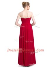 Chic Red Sweetheart Neckline Ruching Dress for Prom Sleeveless Zipper