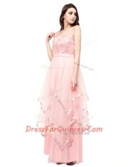 Strapless Sleeveless Zipper Evening Dress Baby Pink Organza