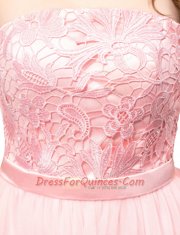 Strapless Sleeveless Zipper Evening Dress Baby Pink Organza