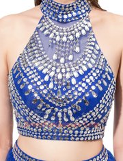 Luxurious Floor Length Royal Blue Dress for Prom Square Sleeveless Criss Cross