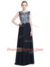 Fancy Scoop Beading Prom Party Dress Black Zipper Sleeveless With Brush Train
