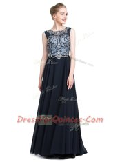 Fancy Scoop Beading Prom Party Dress Black Zipper Sleeveless With Brush Train