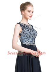 Fancy Scoop Beading Prom Party Dress Black Zipper Sleeveless With Brush Train