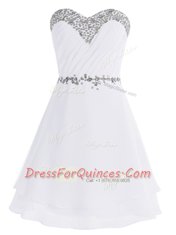 Mini Length White Prom Gown Sweetheart Sleeveless Zipper