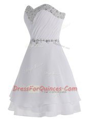 Mini Length White Prom Gown Sweetheart Sleeveless Zipper