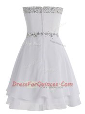 Mini Length White Prom Gown Sweetheart Sleeveless Zipper