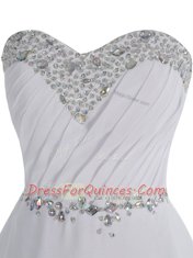 Mini Length White Prom Gown Sweetheart Sleeveless Zipper