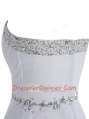 Mini Length White Prom Gown Sweetheart Sleeveless Zipper