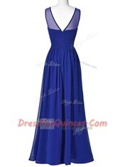 Royal Blue Scoop Neckline Beading Prom Dress Sleeveless Zipper