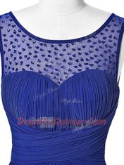 Royal Blue Scoop Neckline Beading Prom Dress Sleeveless Zipper