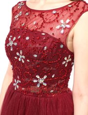Scoop Burgundy Sleeveless Floor Length Beading Zipper Homecoming Dress