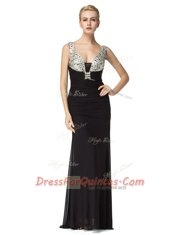 Chiffon Sleeveless Floor Length Prom Gown and Beading