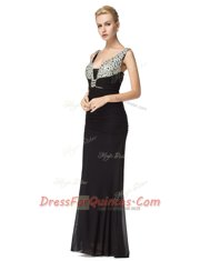 Chiffon Sleeveless Floor Length Prom Gown and Beading