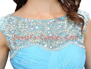 Baby Blue Scoop Zipper Beading Dress for Prom Sleeveless