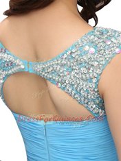 Baby Blue Scoop Zipper Beading Dress for Prom Sleeveless