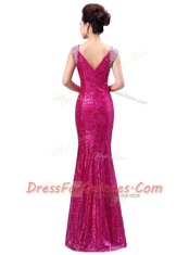 Gold Zipper V-neck Sequins Prom Party Dress Sequined Sleeveless