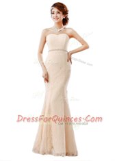 Romantic Peach Sweetheart Zipper Beading and Lace Sleeveless