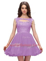 Lavender Chiffon Zipper Homecoming Dress Sleeveless Mini Length Beading