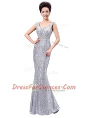 Sequined Sleeveless Floor Length Dress for Prom and Sequins