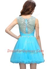 Flirting Light Yellow Organza Zipper Scoop Sleeveless Mini Length Homecoming Dress Beading