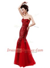 Stylish Mermaid Sleeveless Zipper Sequins Prom Evening Gown