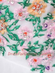 Glittering Scoop White Organza Zipper Homecoming Dress Sleeveless Mini Length Beading and Embroidery