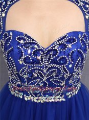 Superior Royal Blue Zipper Prom Party Dress Beading Sleeveless Mini Length