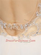 Flirting Sleeveless Chiffon Knee Length Zipper Prom Dresses in Champagne with Beading