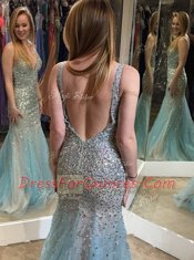 Fancy Floor Length Mermaid Sleeveless Multi-color Prom Dresses Backless