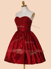 Superior Knee Length Red Prom Dresses Sweetheart Sleeveless Lace Up
