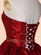 Superior Knee Length Red Prom Dresses Sweetheart Sleeveless Lace Up