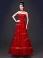 Sleeveless Lace Up Floor Length Beading and Appliques Prom Dresses