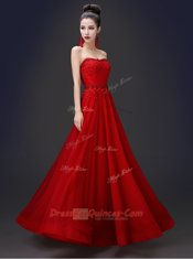 Sleeveless Lace Up Floor Length Beading and Appliques Prom Dresses