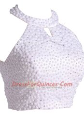 Colorful Halter Top Satin Sleeveless Mini Length Prom Dresses and Beading