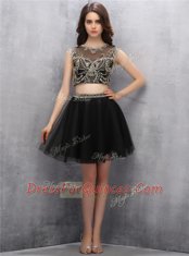 Scoop Sleeveless Beading Zipper Homecoming Dress