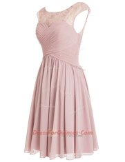 Glorious Scoop Cap Sleeves Chiffon Beading Zipper