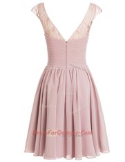 Glorious Scoop Cap Sleeves Chiffon Beading Zipper