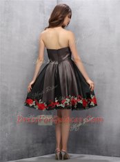 Affordable A-line Dress for Prom Brown and Pink And Black Sweetheart Chiffon Sleeveless Mini Length Zipper