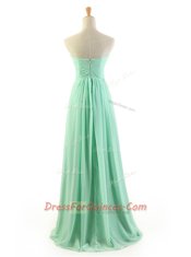 Floor Length Apple Green Evening Dress Chiffon Sleeveless Ruffles