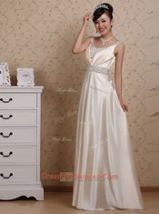 Shining Coral Red Sleeveless Beading Floor Length Prom Party Dress