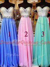 Chiffon Sleeveless Floor Length Homecoming Dress and Beading