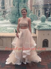 Discount Scoop Sleeveless Zipper Floor Length Beading Prom Dress