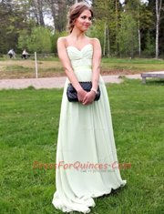 Sumptuous Green Backless Sweetheart Ruching Evening Dress Chiffon Sleeveless