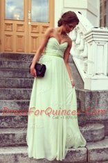 Sumptuous Green Backless Sweetheart Ruching Evening Dress Chiffon Sleeveless