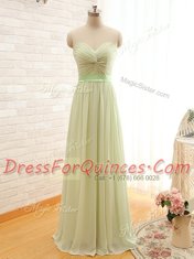Sumptuous Green Backless Sweetheart Ruching Evening Dress Chiffon Sleeveless